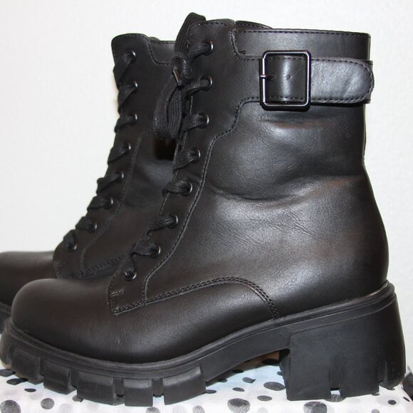 MIA Shoes - MIA Black Combat Boot Lace Up, Size 7